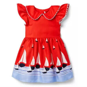 Janie and Jack Red Nautical Sailboat Dress Size 4